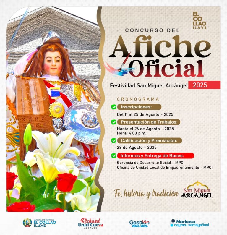 ATENCION.!!! ARTISTAS DE LA PROVINCIA DE  EL COLLAO ILAVE (PARTICIPA DE EL GRAN CONCURSO DE AFICHE OFICIAL DE SAN MIGUEL ARCANGEL 2025)